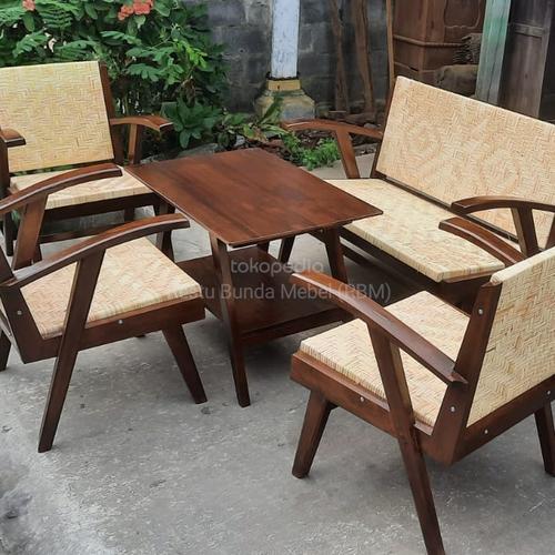 Jual kursi jengki antik klasik lawas / kursi jawa rotan / teras tamu ...