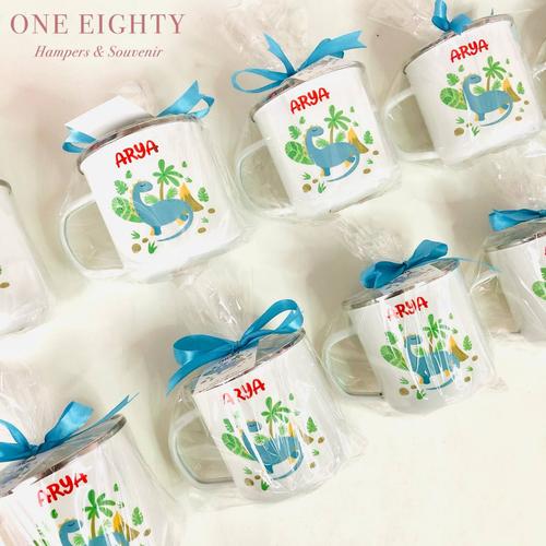Jual SOUVENIR MUG ENAMEL PREMIUM KEMAS PLASTIK PITA CUSTOM SOUVENIR