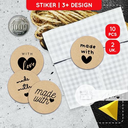 Sticker Packaging Bulat Jual Stiker Label Made with Love Bulat 4CM Kraft Rustic Vintage ...