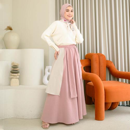 Promo Lozy Hijab Tami Skirt (Rok Linen Wanita) Black Swan Kota
