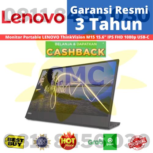 Jual Monitor Portable Monitor LENOVO ThinkVision M15 15.6" IPS FHD 60Hz