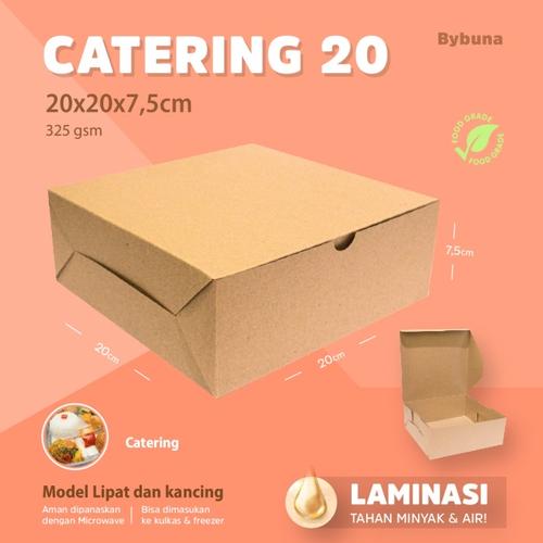 Jual BOX CATERING 20X20 KRAFT LAMINASI DUS KATERING NASI KOTAK MAKAN