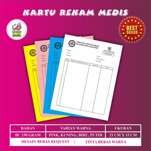 Jual Kartu Rekam Medis / Medical Record Card / Kartu Stok Barang - biru ...