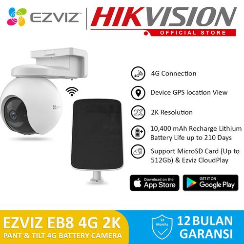 Gambar Ezviz EB8 4G  2K + Solar Panel Type C Outdoor - MicroSD 128GB dari Hikvision Official Store undefined Tokopedia