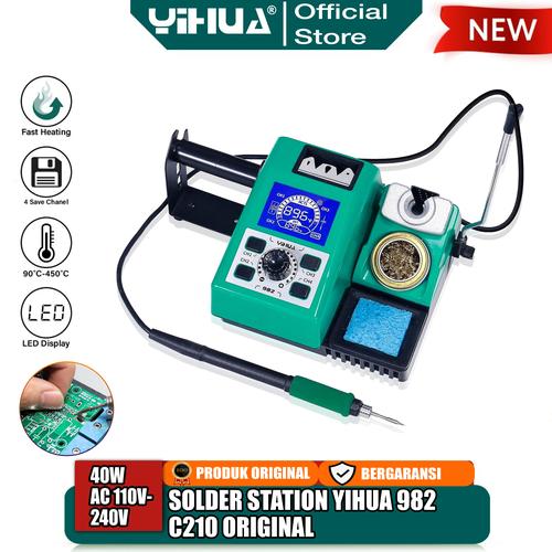 YIHUA 982-III nauwkeurige soldeerstationkit C210, compatibel met 3 soldeerpunten C210, loodvrije soldeerdraad, slaapmodus, automatische stand- by, puntwisselsleuven, full-colour display