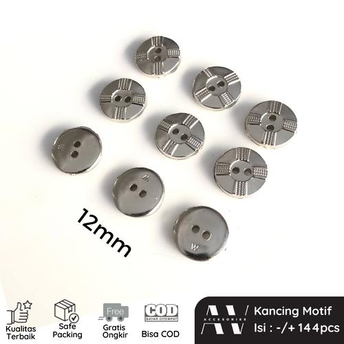 Jual AVACC Kancing 2 Lubang Kemeja Koko Motif 12mm 1 grss SilverButton ...