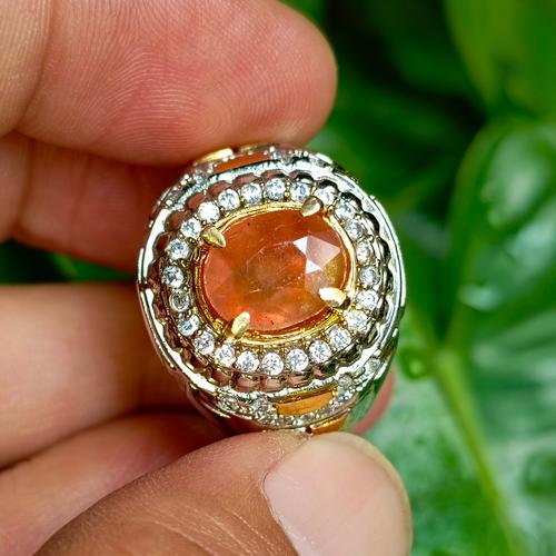 Cincin Batu Permata Natural ORANGE SAPPHIRE Asli di Ming-2 Tokopedia