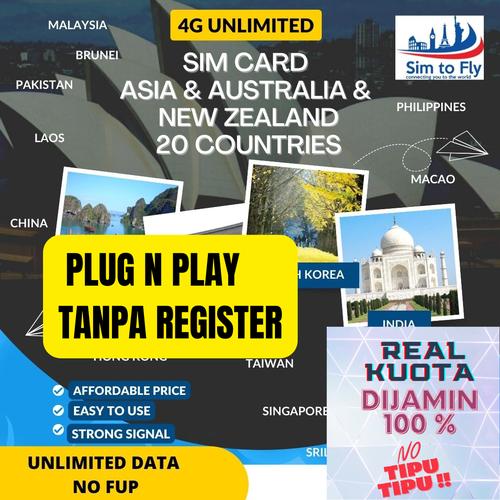 Jual Sim Card Asia Australia dan New Zealand 20 Negara ( Simcard Asia