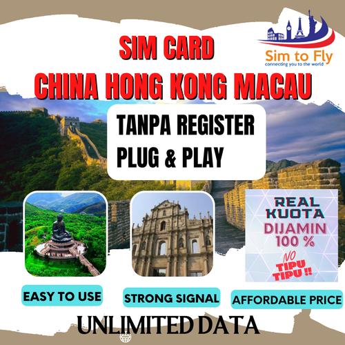 Jual Sim Card China Hong kong Macau Termuraaah Simcard China 10 HARI 5 GB Kab. Tangerang