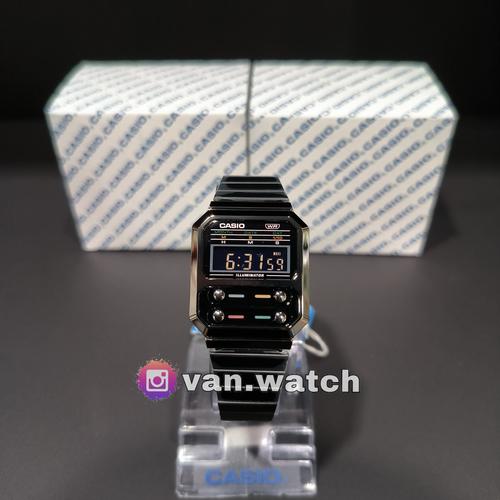 Montre Casio Vintage A100WEGG-1A - Noire Classique Acier Inoxydable - Neuf Avec étiquettes