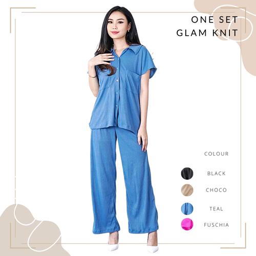 Jual One Set Wanita Casual Glam Setelan Kemeja Celana Panjang
