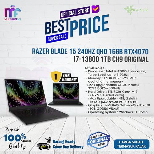 Promo Laptop Razer Blade 15 240Hz QHD 16GB RTX4070 i7-13800 1TB