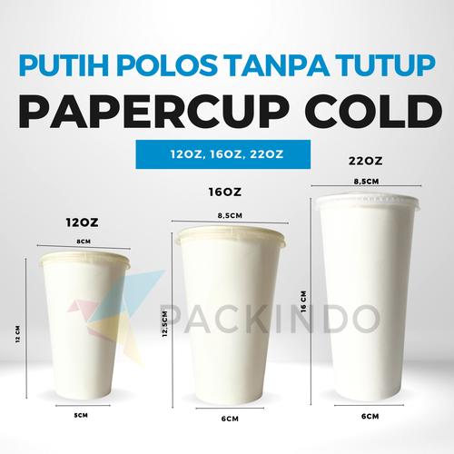 Jual Gelas Kertas Dingin / Paper Cup Cold 12oz, 16oz Putih Polos - 12oz ...