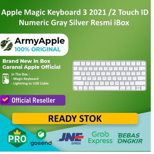 Jual iBox Apple Magic Keyboard 3 2021 /2 Touch ID Numeric Gray Silver ...