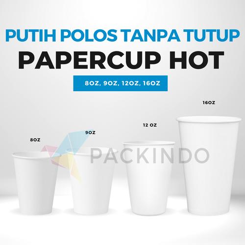 Jual Gelas Kertas Panas / Paper Cup Hot 8oz-16oz Putih / Hitam Polos ...