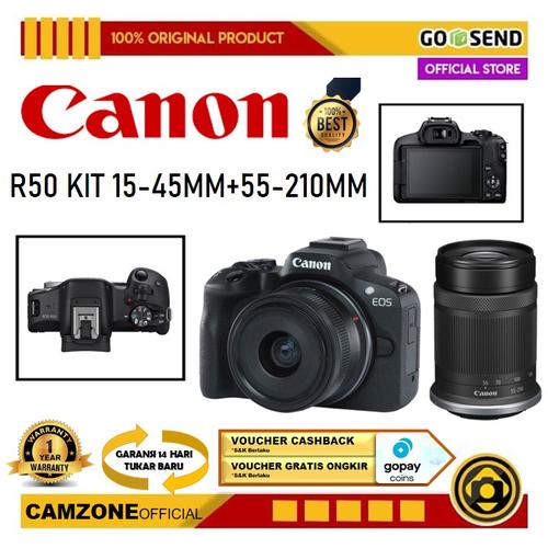 Promo Canon EOS R50 Kit RF-S 18-45MM STM + RF-S 55-210MM STM Garansi ...