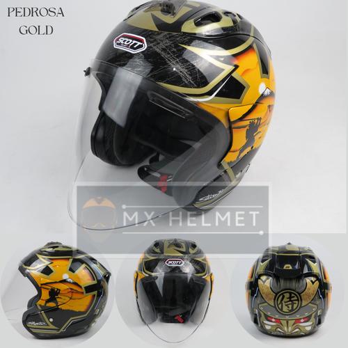 Jual HELM SCOTT HALF FACE VZRAM RAM 4 TSR / HELM HALF FACE PEDROSA GOLD VZ, L/XL Kota