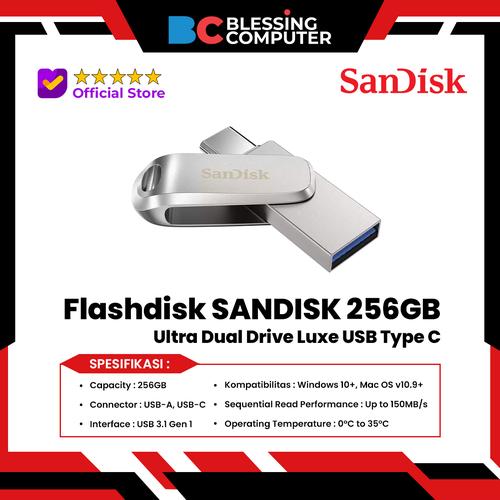 Jual Flashdisk SANDISK 256GB Ultra Dual Drive Luxe USB Type C - Kota ...