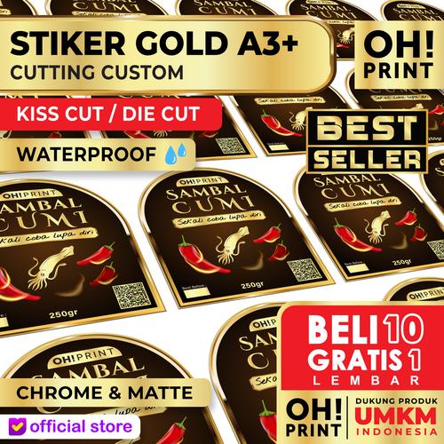 Jual Cetak Stiker Gold | Print Sticker Label Metallic Gold A3+ KISS CUT ...