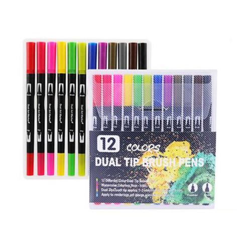 Jual Spidol Warna Double Head Drawing Pen Fine Art Watercolor set 12