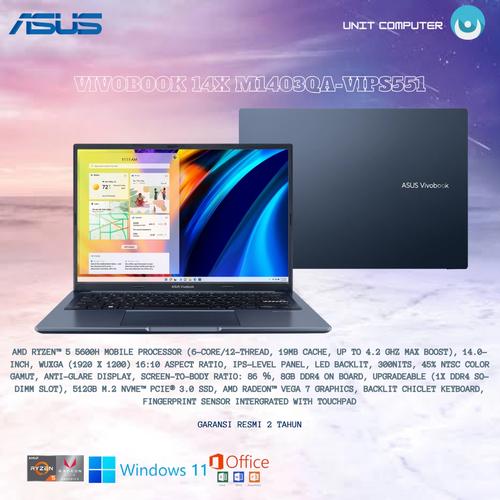 Jual Asus 14x M1403qa Vips551 Ryzen5 5600h 8gb 512gb 14 Fhdips W11