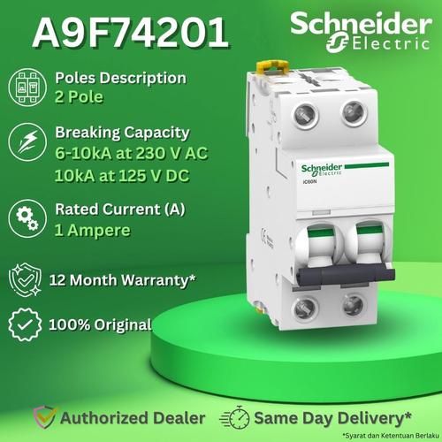 Promo Schneider MCB iC60N 2P 1A 10kA A9F74201 - Kota Surabaya - AC DC ...