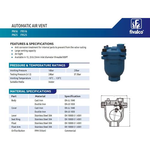 Jual Airvent Valve 1/2" 3/4" 1" Automatic AirVent Air Valve Merk
