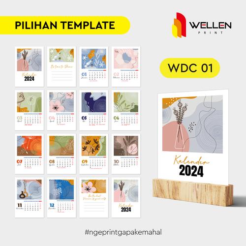 Jual WELLEN PRINT Kalender Meja Tatakan Kayu / Wooden Desk Calendar