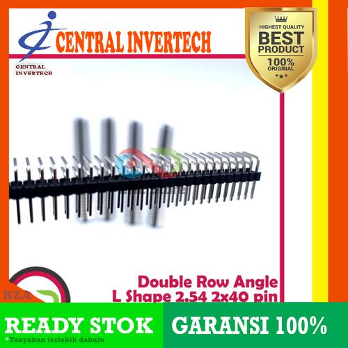 Jual PIN HEADER MALE STRIP DOUBLE ROW ANGLE L SHAPE 2X40 2.54MM BLACK ...