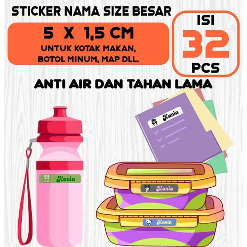Jual Stiker Label Nama Custom Ukuran Besar isi 32 pcs Label Botol Minum ...