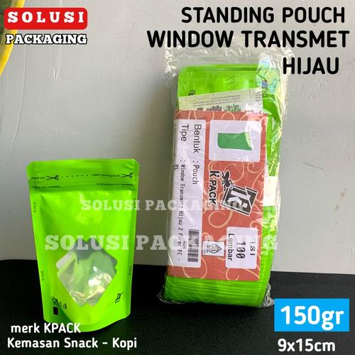 Jual KPACK 150Z STANDING POUCH WINDOW HIJAU 150G PLASTIK KLIP KOPI ...