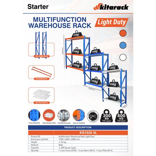 Promo KITARACK KS1520 3L - MULTIFUNCTION WAREHOUSE RACK LIGHT DUTY 3 ...