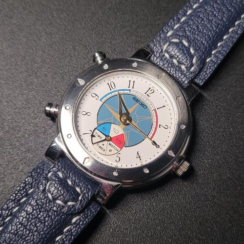 Montre Seiko Levante 5Y37-6000 – Modèle Non Fonctionnant, Occasion, Pour Pièces Ou Réparation