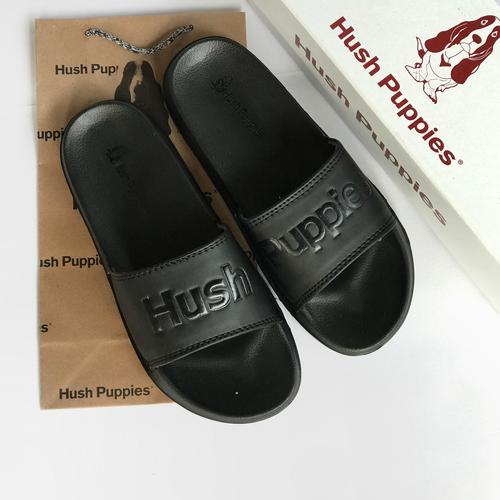 Jual Sandal Hush Puppies Pria Terbaru Full Black Big Text Hitam Text
