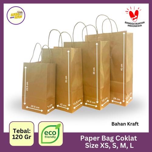 Jual Paper Bag Coklat Kantong Kertas Polos Brown Craft 125 Gsm Tas