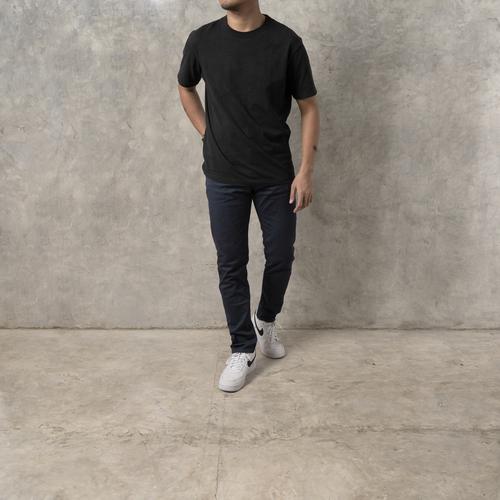 Jual H*M Men’s Slim Fit Stretch Cotton Twill Trousers Dark Navy 33