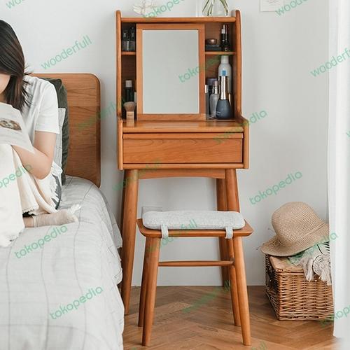 Ruang Rias Jual Meja rias minimalis modern Aesthetic kayu jati hemat ruang 50 cm ...