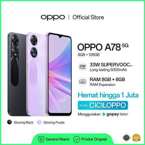 Promo OPPO A78 5G 8GB/128GB Smartphone (Garansi Resmi) - Ungu Cicil 0% ...