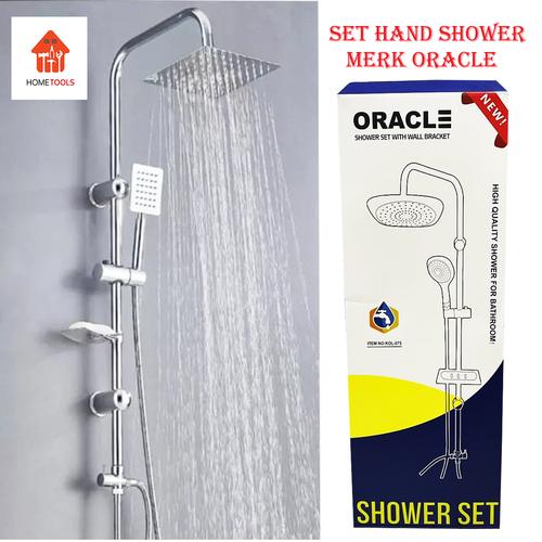 Jual Set Hand Shower + Tiang Standing Kamar Mandi ORACLE Chrome Black TIPE 069 Jakarta
