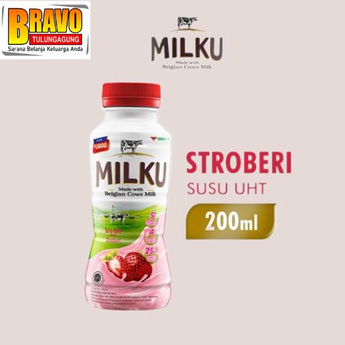 Jual Bravo Supermarket Tulungagung - Milku Susu UHT Strawberry 200 ml