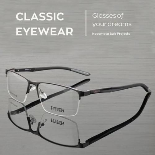 Jual Kacamata Pria Sporty Half Frame Premium Gratis Lensa Minus/Plus