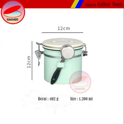 Promo Stainless Coffee Canister with Scoop Jar Kaleng Kopi Teh Terbaru