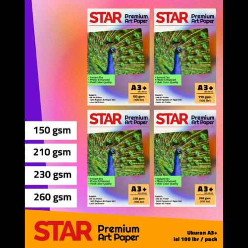 Jual 100 LEMBAR Kertas Art Paper 210 gsm ukuran A3+ (A3 Plus) label
