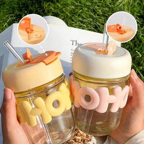 Jual TJ-685 Tumbler Botol Gelas Kaca HOHO 350ml Gelas Kaca Cangkir