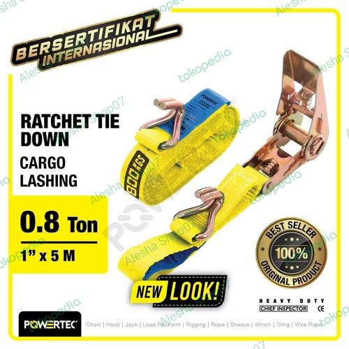 Jual Ratchet Tie Down Powertec Cargo Lashing 1 X5m Alat Pengikat Kuat