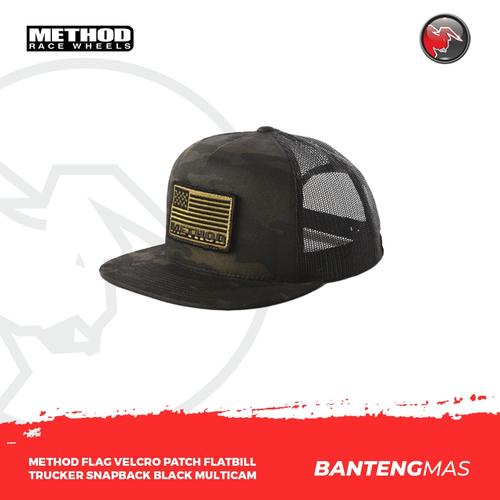 Jual Method Flag Velcro Patch Flatbill Trucker Snapback Black