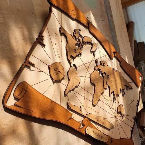 Jual World Map Layered Scroll / Hiasan Dinding Peta Dunia Dekorasi