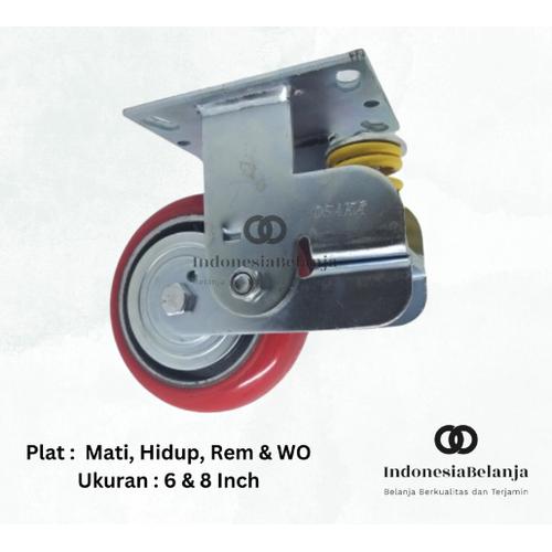 Jual Roda Wheel Trolley PU Heavy Duty Spring 6