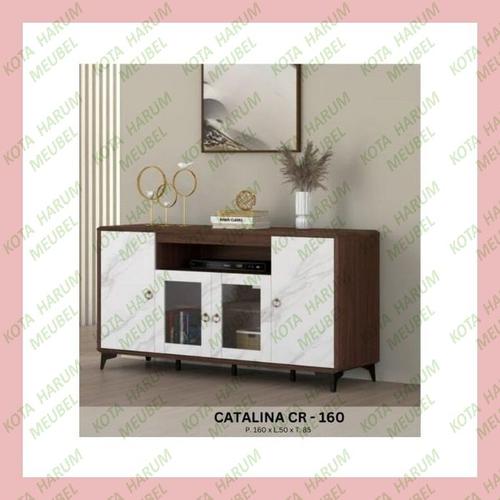 Jual credenza catalina kayu pintu kaca laci meja tv 160 tinggi kaki