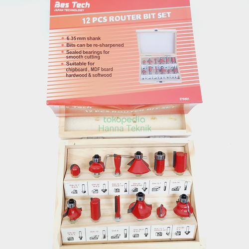 Jual BES TECH Mata Router / Trimmer / Profil Set Gagang 1/4